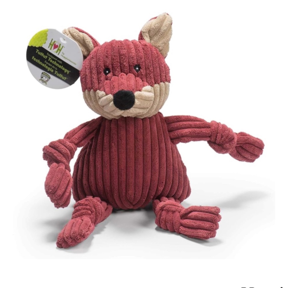 HuggleHounds Fox Knottie Plush Dog Toy - Large Dog Stuffed Animal Toy